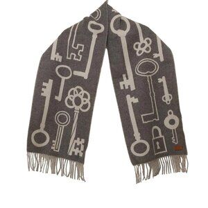 HERMES - Dark Gray Light gray Cashmere Scarf 699-070725
